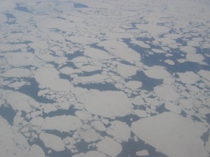 Ice floes in Nunavut. The Arctic sea ice is melting due to global warming,