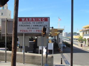Warning sign at the U.S. - Mexico border.