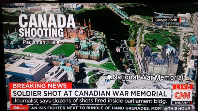 Berichtgeving over de aanval in de Canadese hoofdstad Ottawa op CNN.