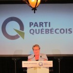 Premier Pauline Marois van Quebec spreekt aanhangers van haar partij, de Parti Québécois, toe tijdens een campagnebijeenkomst in Trois-Rivieres.